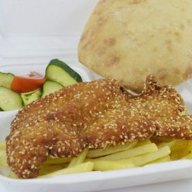Fried chichen breast in sesame