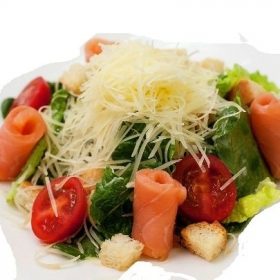 Caesar salad with smoked salmon