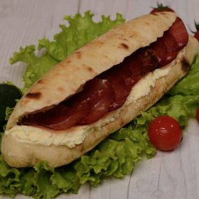 Shepherd’s flat bread with prosciutto and kaymak