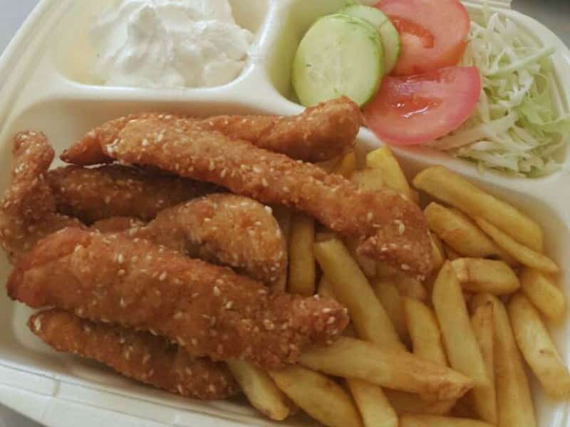 Chicken sticks in sesame meal delivery