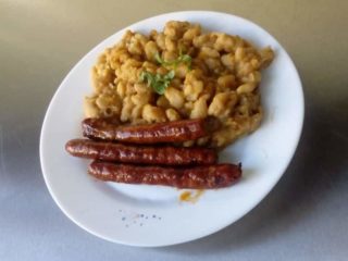 Baked beans and smoked sausage delivery