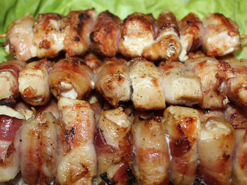 Rolled chicken skewers delivery