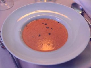 Cream soup with lobster, prawns delivery