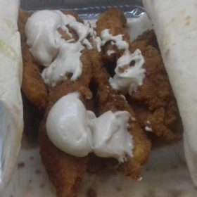 Tortilla fried chicken sticks, dressing Caesar sauce delivery