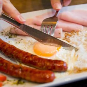 Serbian breakfast with sausage delivery