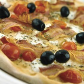 Pizza Formaggio di Capra e pancetta dostava