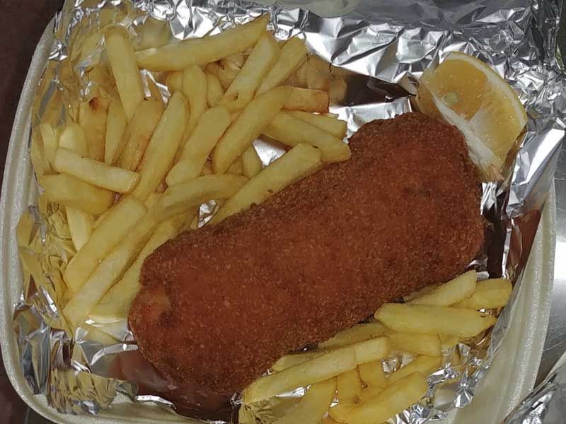 Karadjordjeva chicken steak + french fries + tartar + bun delivery