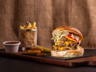 Triple cheese burger Brunch burger bar delivery