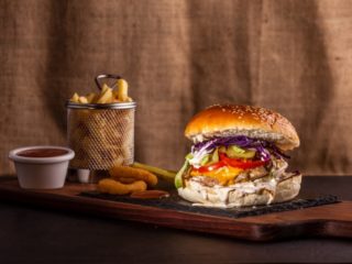 Chicken burger Brunch burger bar delivery