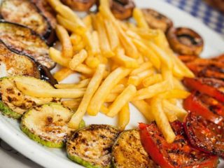 Grilled vegetables with French fries delivery