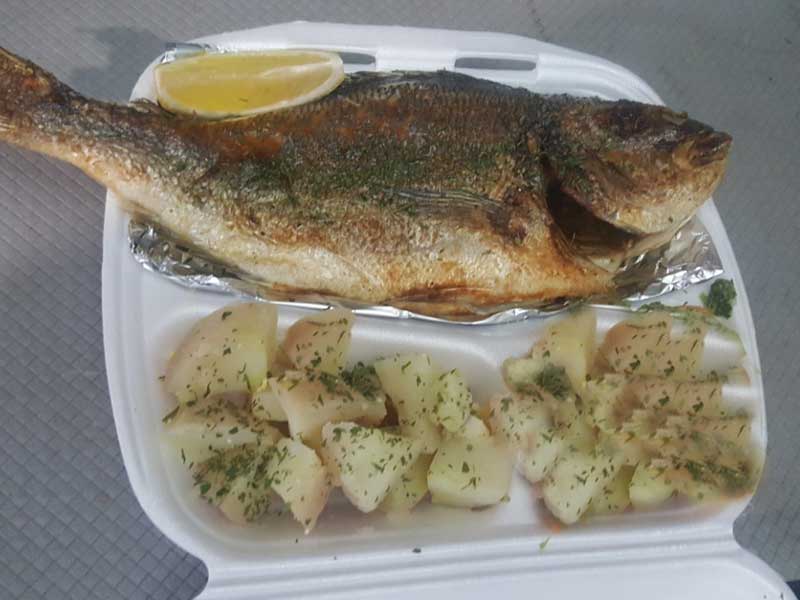 Fresh grilled bream with side dish delivery