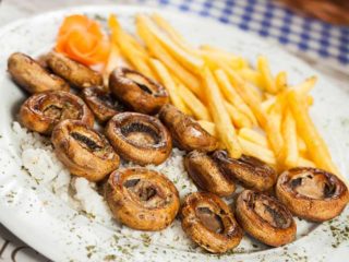 Grilled mushrooms with French fries delivery