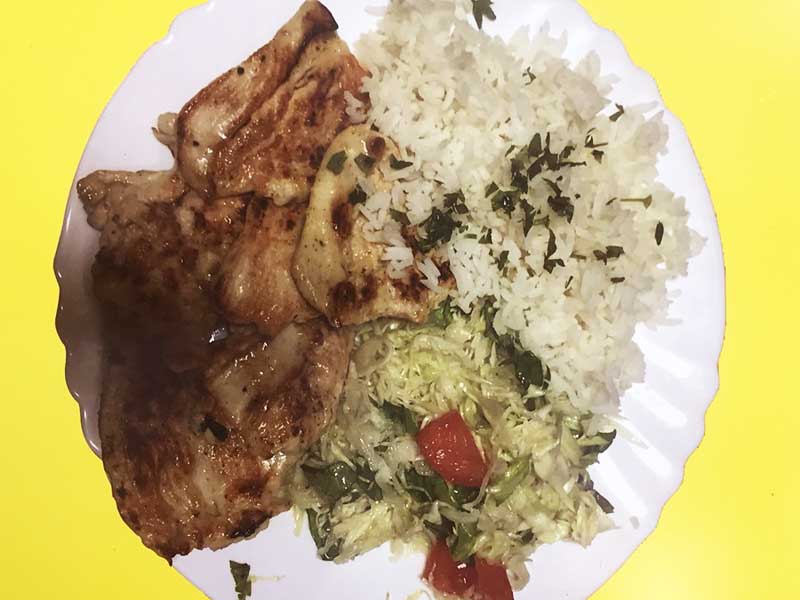 Chicken breasts + rice + salad delivery