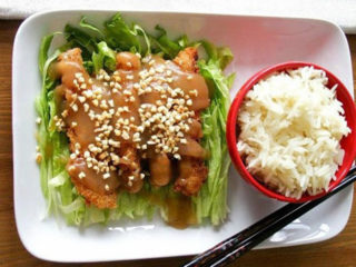 Fried chicken breasts with sesame in sauce of choice Lucky Lee delivery