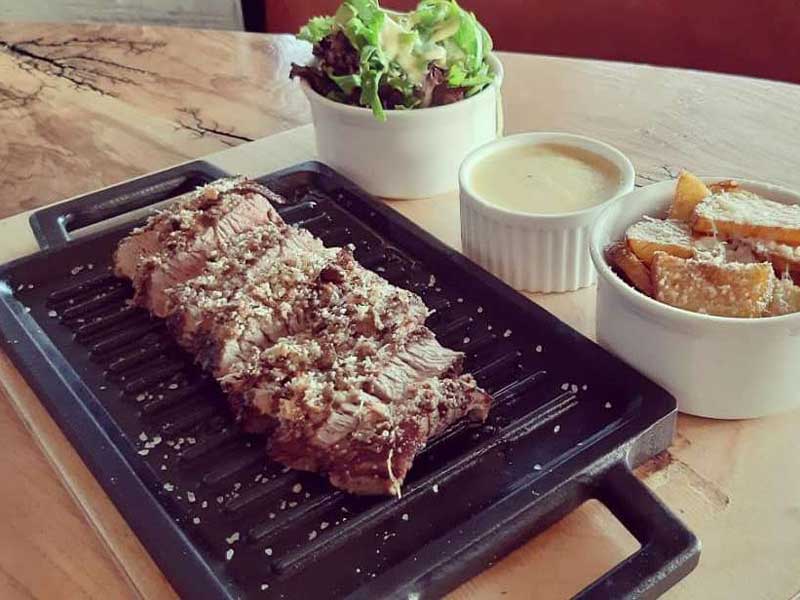 Rump steak with dry fungus and parmesan delivery
