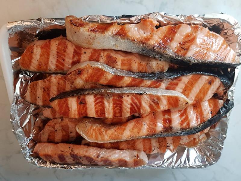 Smoked salmon on grill delivery