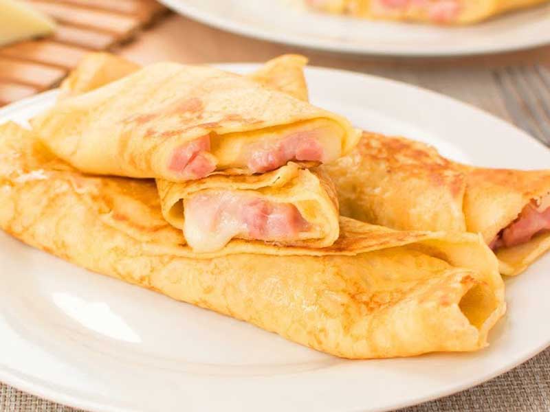 Salty pancakes with ham delivery