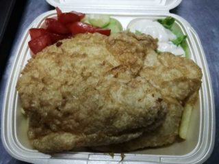 Fried chicken breasts meal Amos picerija delivery