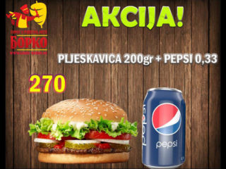 Pljeskavica 200g + Pepsi 0.33L Giros Borko delivery