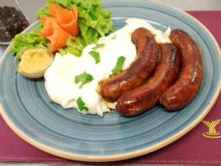 Slovakia piquant sausage with mashed potato Fontana Restoran delivery