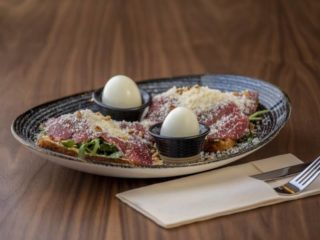 Beef carpaccio on toast delivery