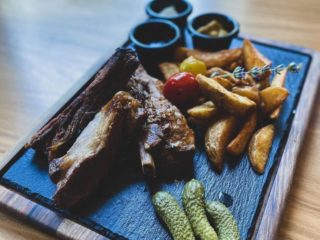Pork ribs in BBQ sauce delivery