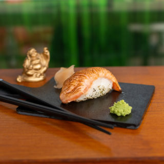 Flambeed salmon nigiri Sushi King delivery