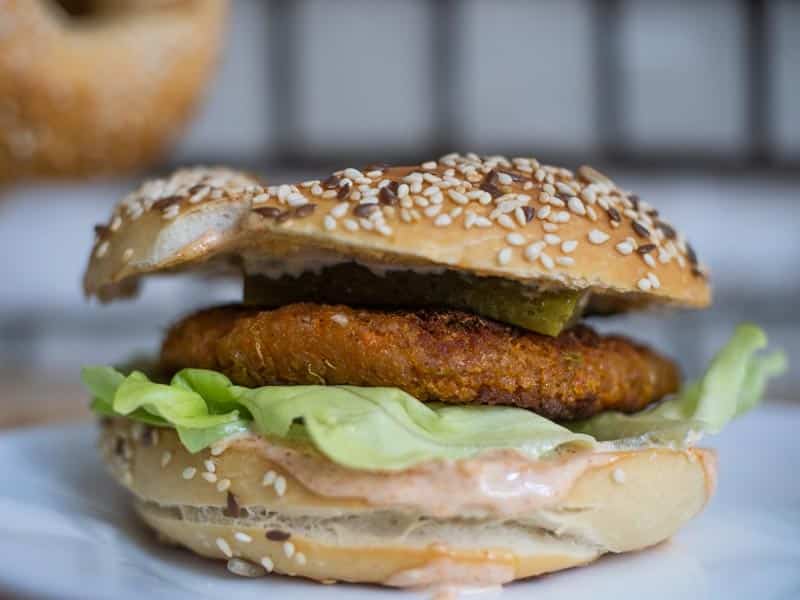 Bagel with vegan burger delivery