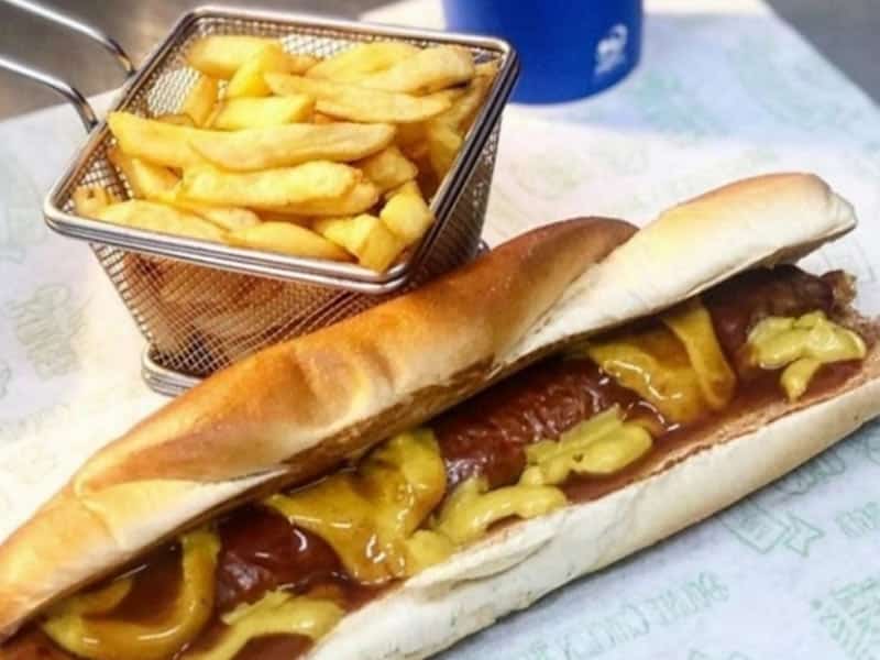 Wanted sausage with cheese + french fries delivery
