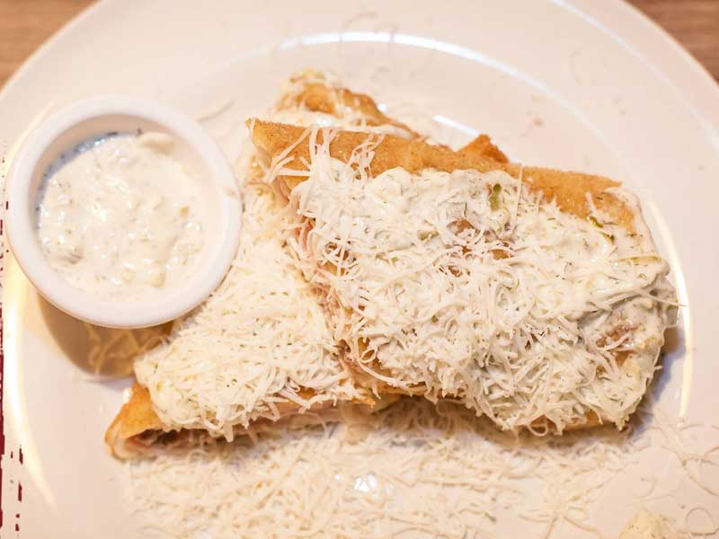 Fried pancake with pecenica and cheese delivery