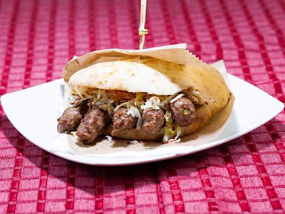 Five kabobs in flat bread Pink Panter Žarkovo delivery