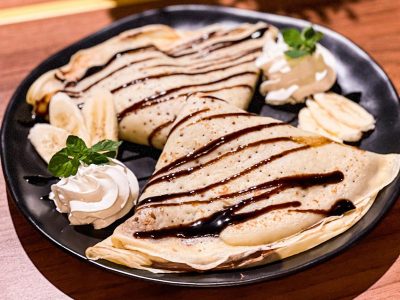 Pancake with nutella, plasma in milk, banana and whipped cream Nana Šabac delivery