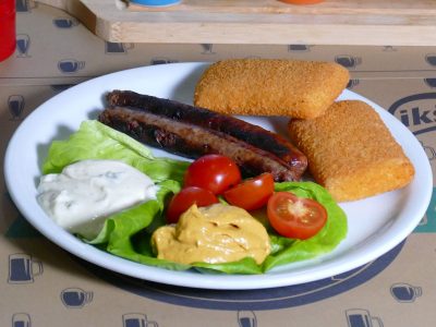 Fried cheese with sausages Baltazar grill delivery