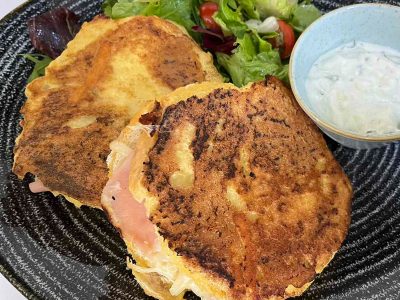 French toast stuffed with ham and cheese Piccante delivery