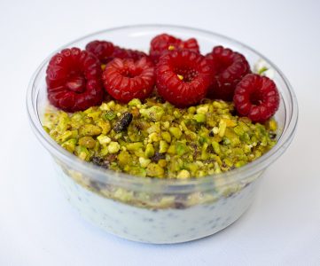 Pistachio and raspberry chia pudding Banjac 1982 delivery