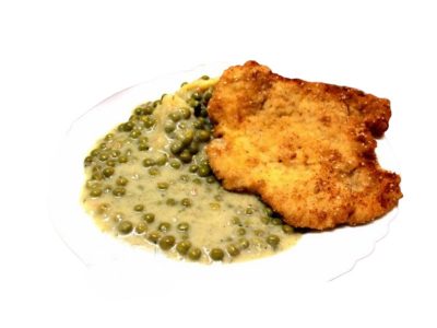 Peas with Viennese chicken steak and mashed potatoes Grejs 022 delivery