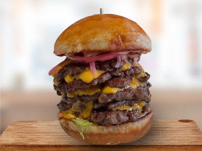 Cheddar burger MONSTER Mona Lisa Burger Bar delivery