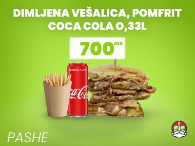 Smoked hanger + fries 150g + Coca-Cola - Original 0.33L Pashe delivery