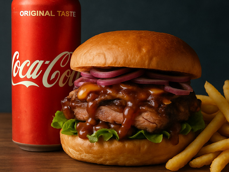 Drpano prase sendvič + pomfrit 150g + Coca-Cola - Original 0.33L dostava