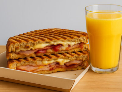 Zdrava priča toast sandwich + Squeezed orange - Action Zdrava Priča delivery