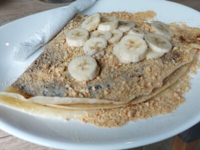 Pancake with nutella, plazma, banana and peanuts XL Picerija delivery