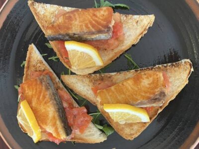 Bruschetta crostini with salmon Maria Partel delivery
