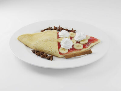 Strawberry banana pancake Smiley Palačinke delivery