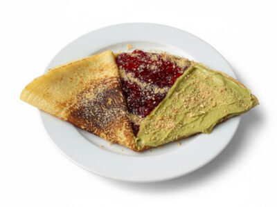 Pistachio raspberry pancake Smiley Palačinke delivery