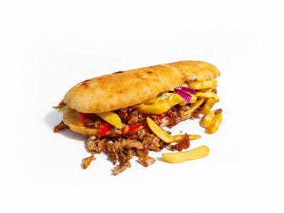 Sandwich in a flatbread Solunac Gyros delivery