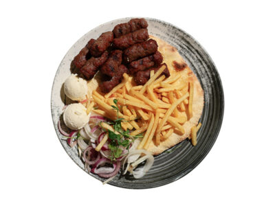 Kebabs on kajmak in bun Borkovac Hotel delivery