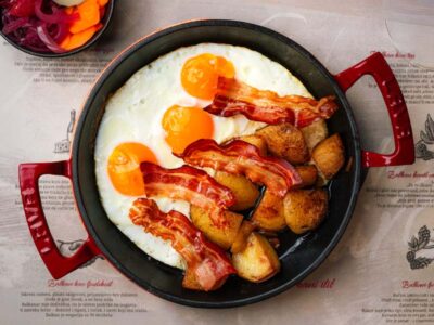 Mibrasa eggs with bacon Balkan Distrikt delivery