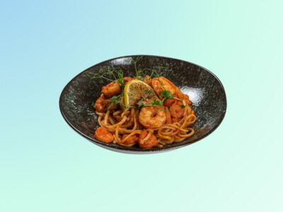 Linguine with shrimps in red sauce Filtz delivery