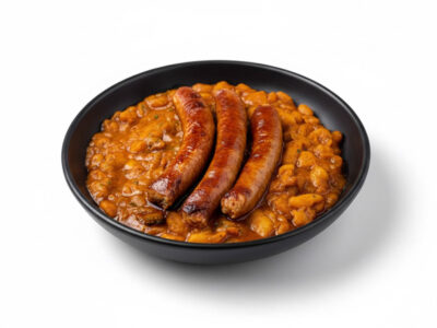 Baked beans with sausages Restoran Kora delivery