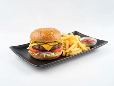 Hamburger + french fries Stubal Gyros delivery